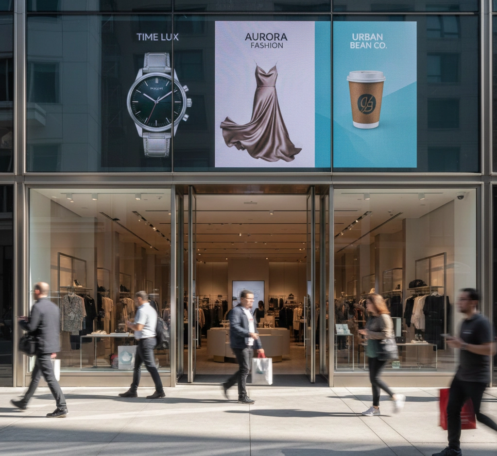 Imagen de un Shopping con publicidad